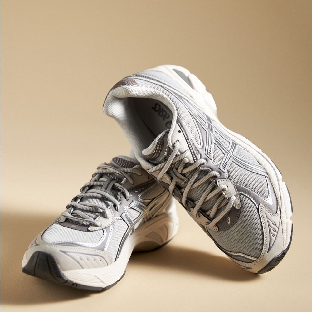 Asics Light Gray and White Running Shoes